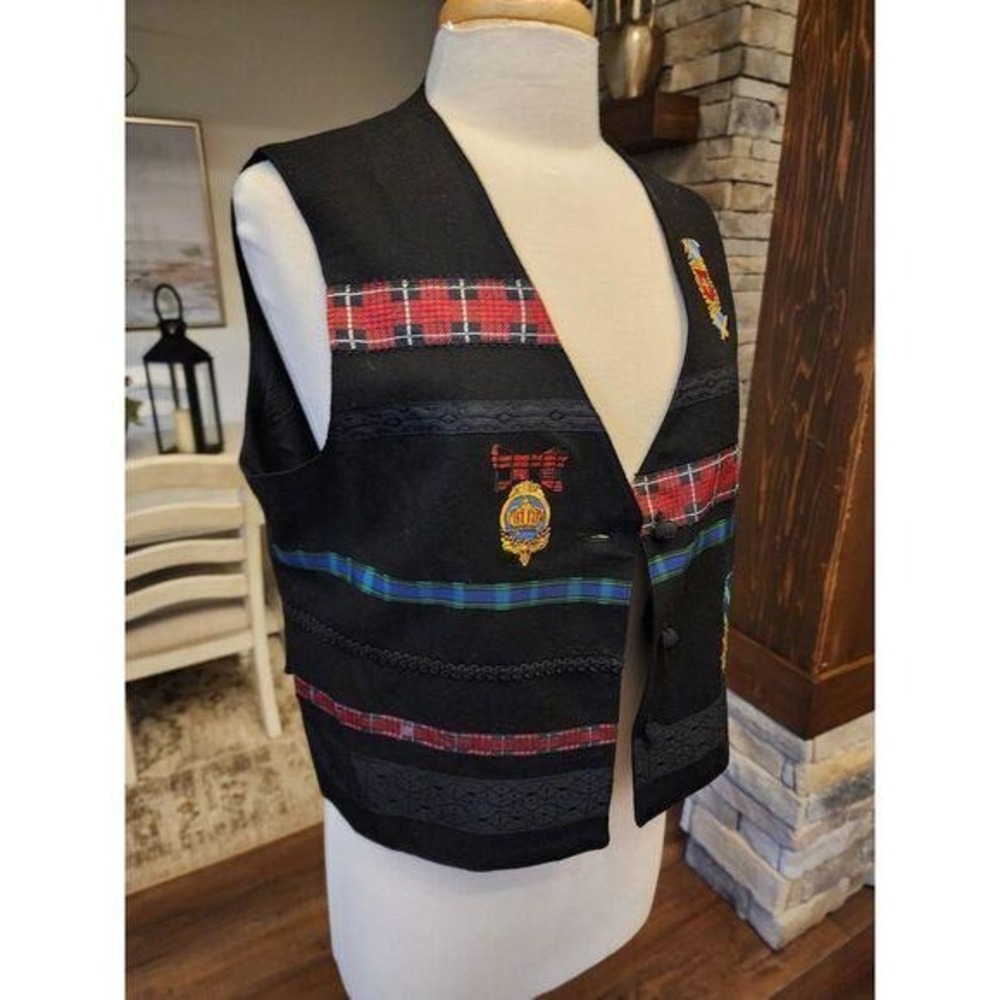Vintage‎ Eagle's Eye 90s Vest Embroidery Preppy Lace Size Large